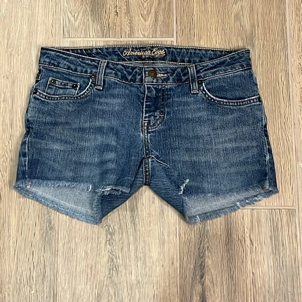 American Eagle Jean Short Skinny Stretch Cutoff Vintage Y2K Fray Cuff Distressed - Picture 9 of 12
